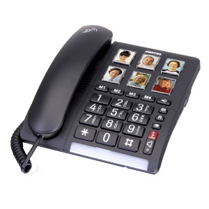 Teléfono fijo para personas mayores con imagen, marcación de un solo toque,  teléfono para ancianos con demencia, volumen de teléfono de 80 dB para